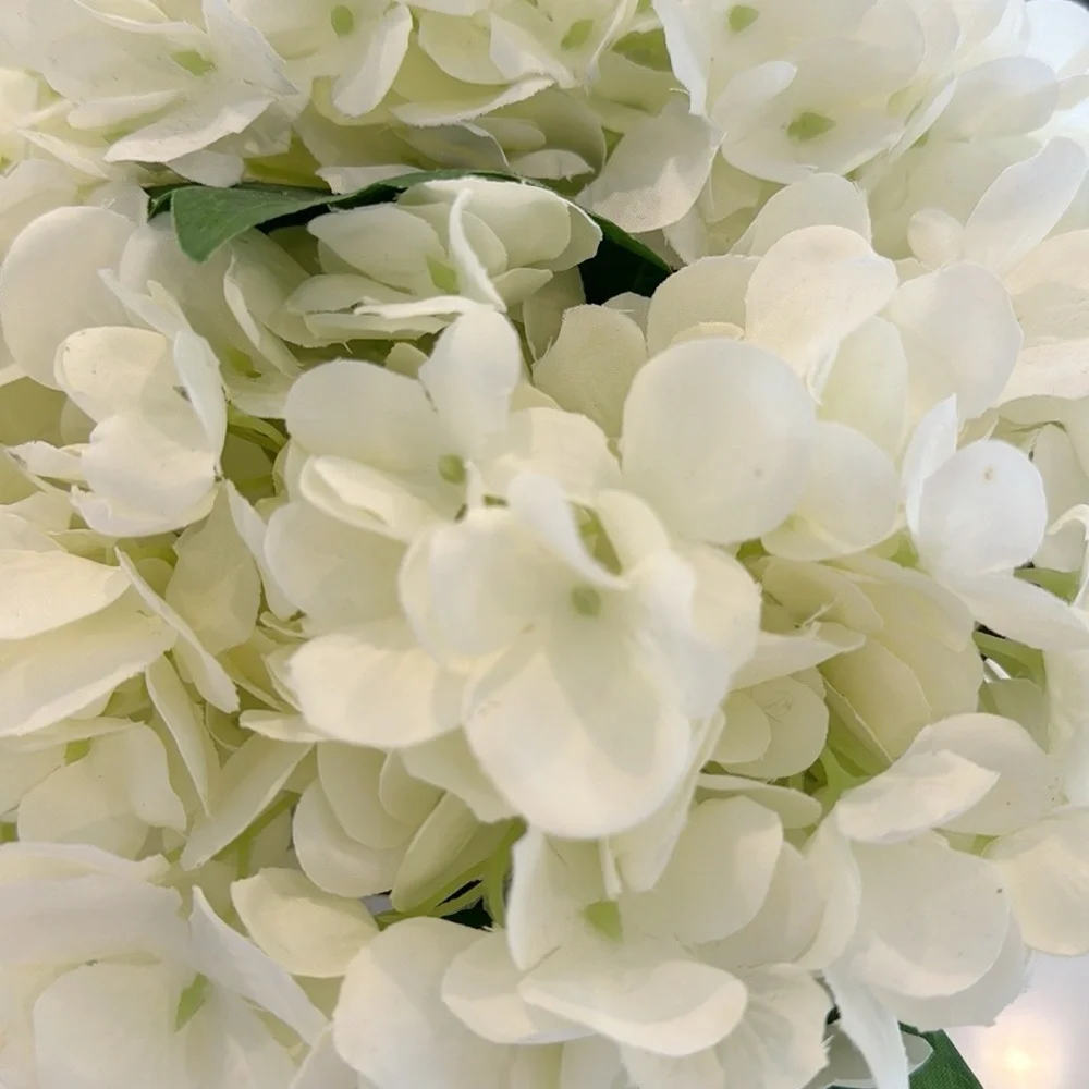 Faux White Hydrangeas Arrangement In Metal Can NWOT